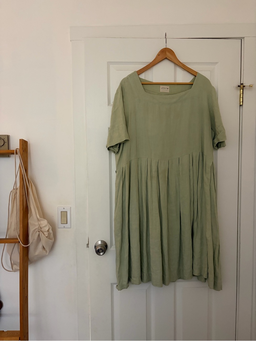 Off/On Relaxed Sage Green Pleated Midi Dress
